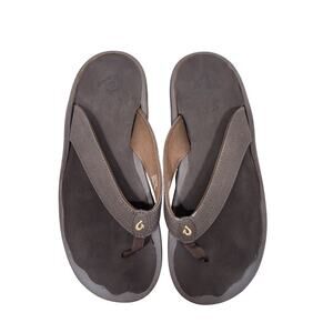 OluKai Flip Flop Sandals Womens 9 Dark Java Brown Ohana Beach Arch Support